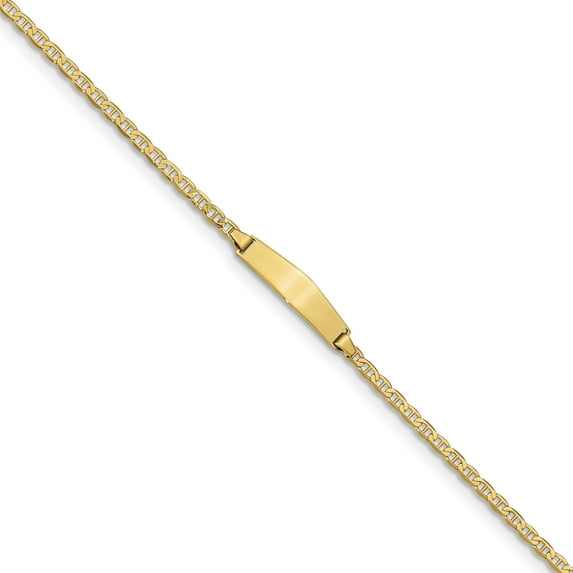 Beautiful 14k Soft Diamond Shape Flat Anchor Link ID Bracelet