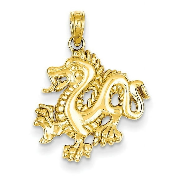 Beautiful 14k Solid Polished Dragon Pendant