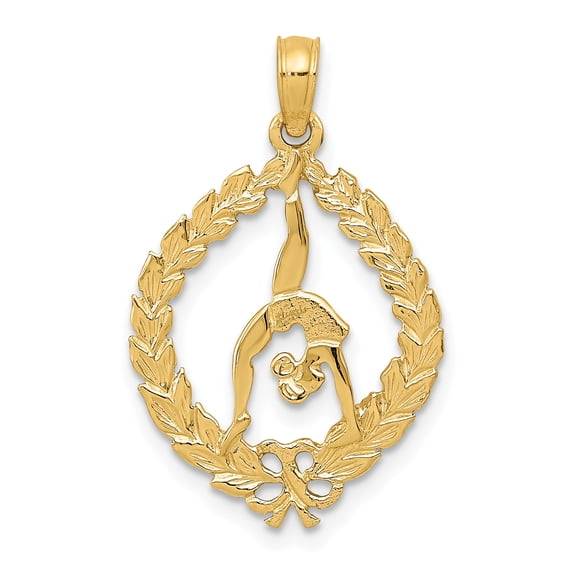 Beautiful 14k Solid Polished Framed Gymnast Pendant
