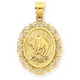 thumbnail image 1 of Beautiful 14k Solid Satin Polished Taurus Zodiac Oval Pendant, 1 of 2