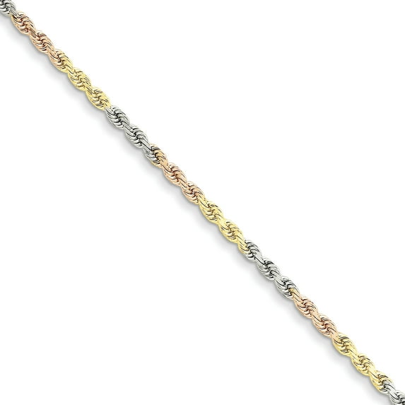 Beautiful 14k Tri-Color 2.9mm D/C Rope Chain
