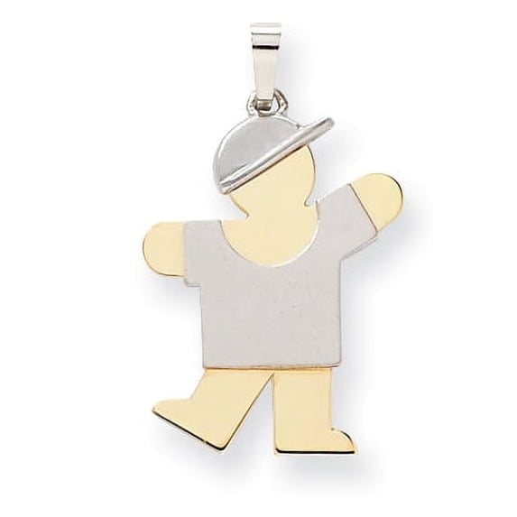 Beautiful 14k Two-Tone Large Boy with Hat on Left Engravable Charm