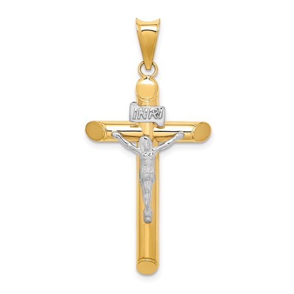 Beautiful 14k Two-Tone Polished Crucifix Pendant