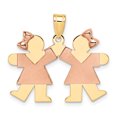 thumbnail image 1 of Beautiful 14k Two-Tone Small Double Girls Engravable Charm, 1 of 2