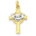 thumbnail image 1 of Beautiful 14k Two-tone Claddagh Cross Pendant, 1 of 2