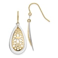 thumbnail image 1 of Beautiful 14k Two-tone Diamond Cut Polished Fancy Dangle Earrings, 1 of 2