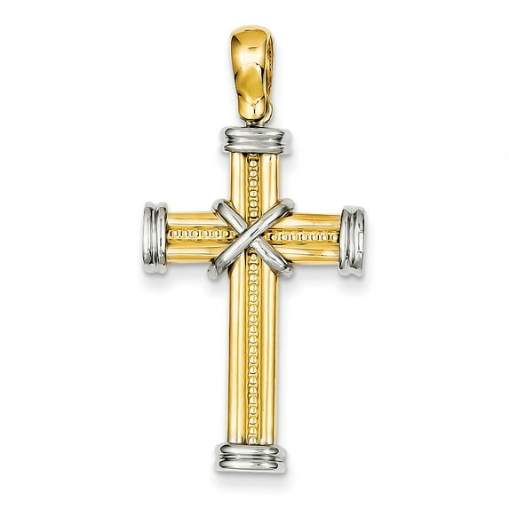 Beautiful 14k Two-tone Fancy Cross Pendant