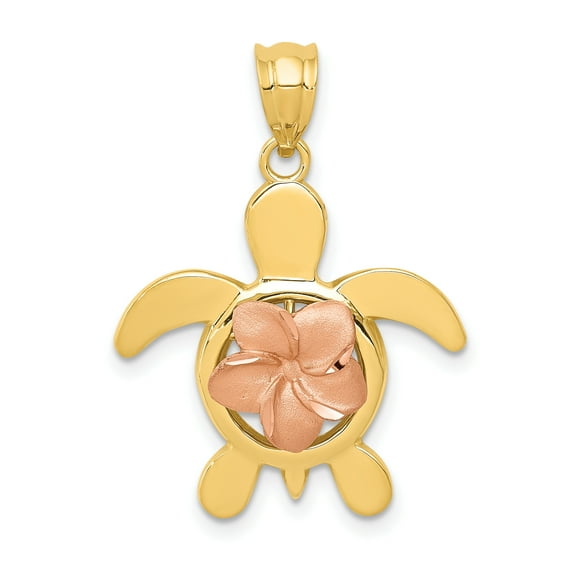 Beautiful 14k Two-tone Rose Plumeria Turtle