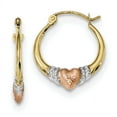 thumbnail image 1 of Beautiful 14k Two-tone w/White Rhodium Polished Satin & D/C Hoop Earrings, 1 of 2