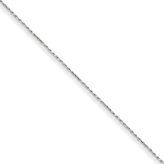 Beautiful 14k WG 1.15mm D/C Machine-made Rope Anklet