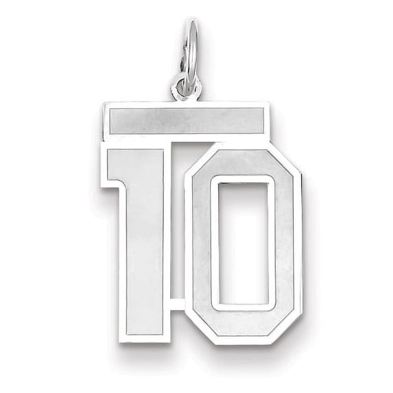 Beautiful 14k WG Medium Satin Number 10 Charm