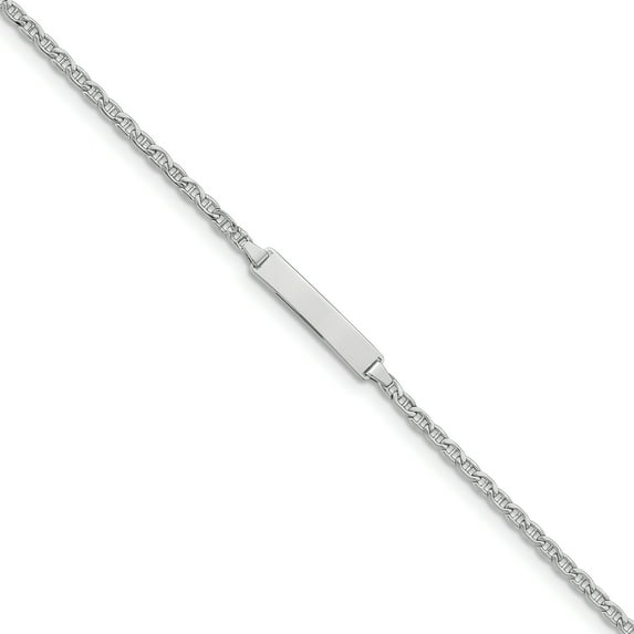 Beautiful 14k WG Semi-Solid Anchor Link ID Bracelet