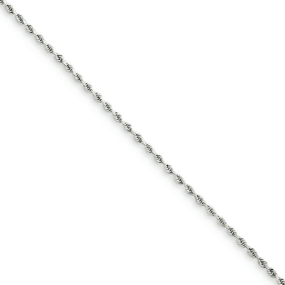 Beautiful 14k White Gold 1.5mm D/C Rope Chain Anklet