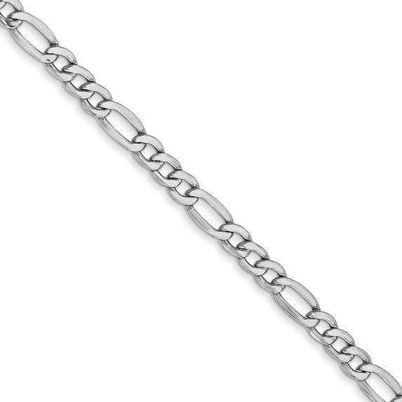 Beautiful 14k White Gold 3.5mm Semi-Solid Figaro Chain