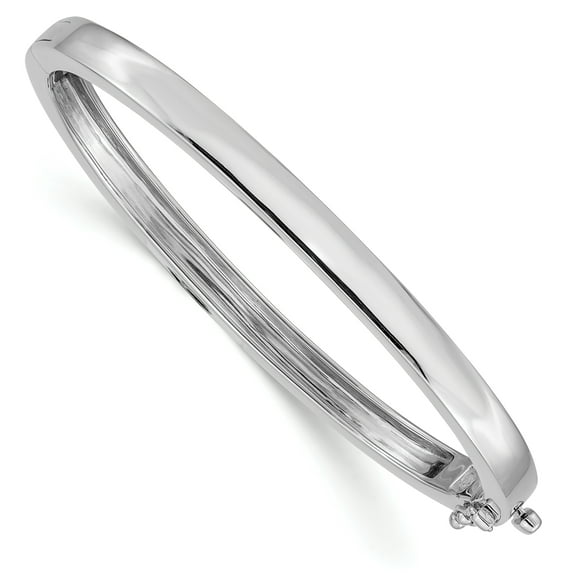 Beautiful 14k White Gold 5.3mm Polished Solid Hinged Bangle Bracelet
