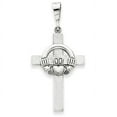 thumbnail image 1 of Beautiful 14k White Gold Claddagh Cross Pendant, 1 of 2