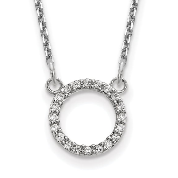 Beautiful 14k White Gold Diamond Open Circle Necklace