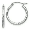 thumbnail image 1 of Beautiful 14k White Gold Diamond-cut 2mm Round Tube Hoop Earrings, 1 of 2