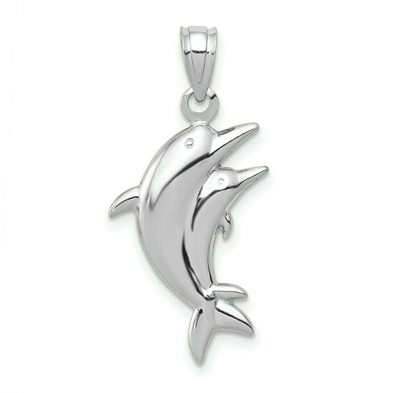 Beautiful 14k White Gold Dolphin Pair Pendant