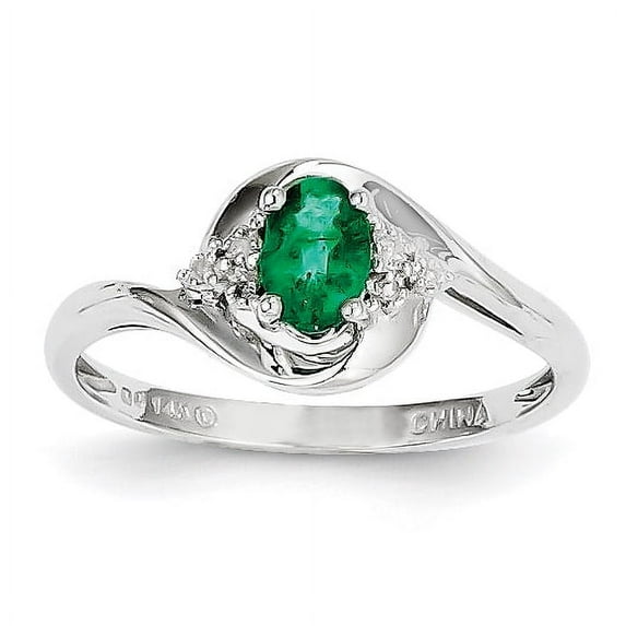 Beautiful 14k White Gold Emerald and Diamond Ring