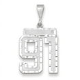 thumbnail image 1 of Beautiful 14k White Gold Large Diamond-cut Number 91 Charm, 1 of 1