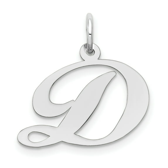 Beautiful 14k White Gold Medium Fancy Script Initial D Charm