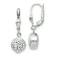 thumbnail image 1 of Beautiful 14k White Gold Polished & Diamond-Cut Dangle Leverback Earrings, 1 of 2