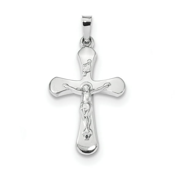 Beautiful 14k White Gold Polished INRI Rounded Crucifix Pendant