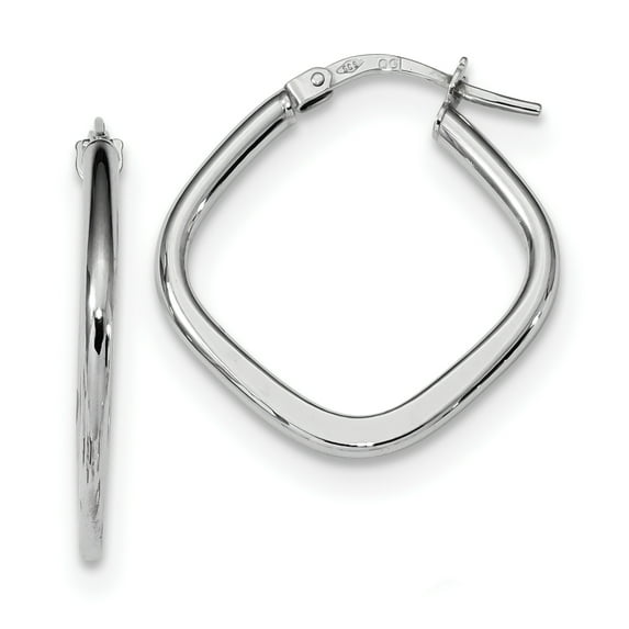 Beautiful 14k White Gold Polished Square Hoops