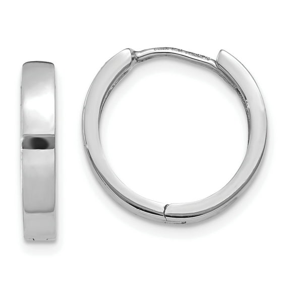 Beautiful 14k White Gold Round Hinged Hoop Earrings