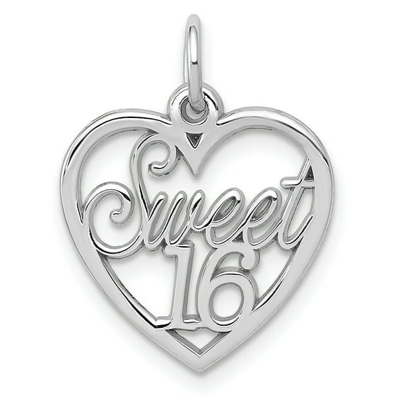 Beautiful 14k White Gold SWEET 16 Heart Charm