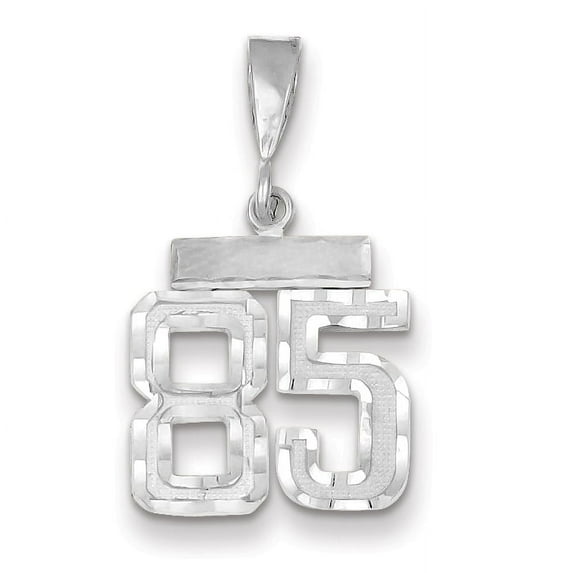 Beautiful 14k White Gold Small Diamond-cut Number 85 Charm