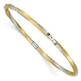 thumbnail image 1 of Beautiful 14k and White Rhodium 3mm Satin Diamond-cut Twist Slip-on Bangle, 1 of 2