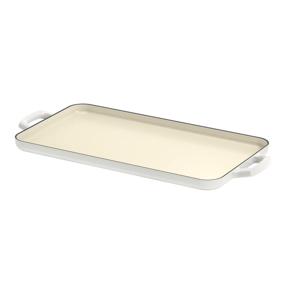 Beautiful 18-Inch Cast Enamel Griddle Pan, White Icing by Drew Barrymore