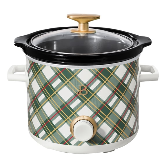 Beautiful 2 Qt Manual Slow Cooker, Plaid by Drew Barrymore
