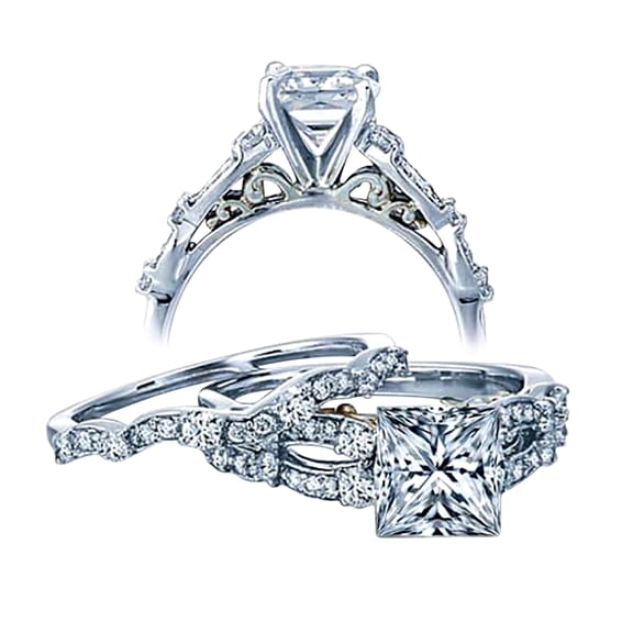 Beautiful 2.00 Carat Round Man made diamond moissanite Engagement Ring set with 18k Gold Plating