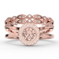 thumbnail image 1 of Beautiful 2.10 Carat Round Cut Morganite And Diamond Moissanite Engagement Ring, Floral Halo Wedding Ring, Two Matching Band in 18k Rose Gold Plating, Bridal Rings, Gift For Her,Promise Ring, 1 of 4