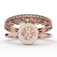thumbnail image 1 of Beautiful 2.10 Carat Round Cut Morganite And Diamond Moissanite Engagement Ring, Floral Halo Wedding Ring, Two Matching Band in 18k Rose Gold Plating, Bridal Rings, Gift For Her,Promise Ring, 1 of 4