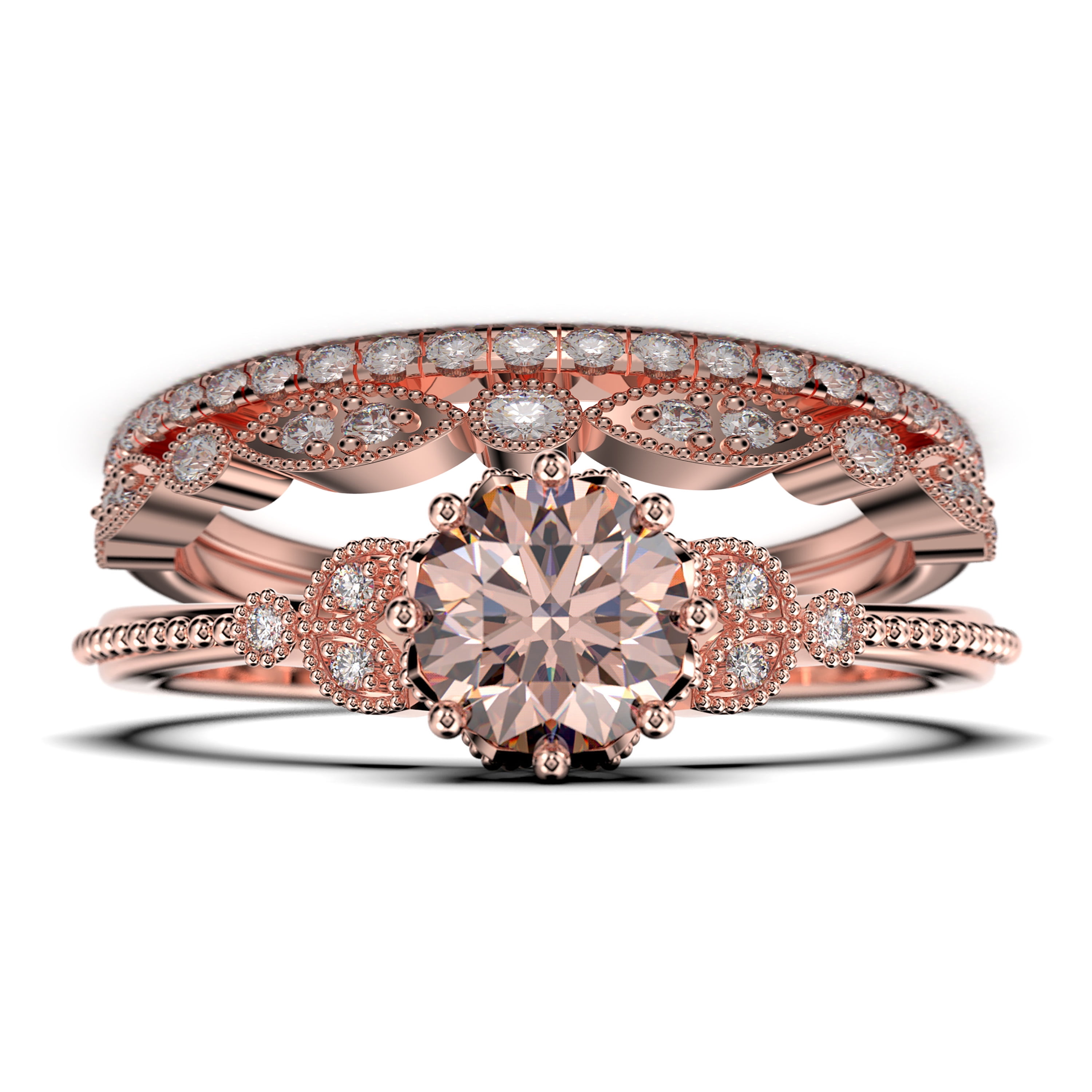 Floral 2 Carat Moissanite Crisscross Ring