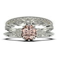 thumbnail image 1 of Beautiful 2.25 Carat Round Cut Morganite And Diamond Moissanite Floral Engagement Ring, Antique Wedding Ring, Two Matching Band in 10k Solid White Gold, Gift For Her In Festival Time, Promise Ring, 1 of 4