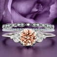 thumbnail image 1 of Beautiful 2.25 Carat Round Cut Morganite And Diamond Moissanite Floral Engagement Ring, Antique Wedding Ring, Two Matching Band in 10k Solid White Gold, Gift For Her In Festival Time, Promise Ring, 1 of 3