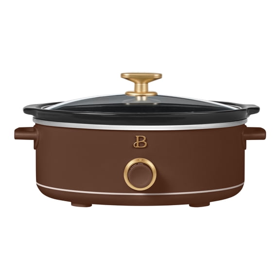 Beautiful 2.5 Qt Dip and Serve Manual Slow Cooker, Chocolate by Drew Barrymore
