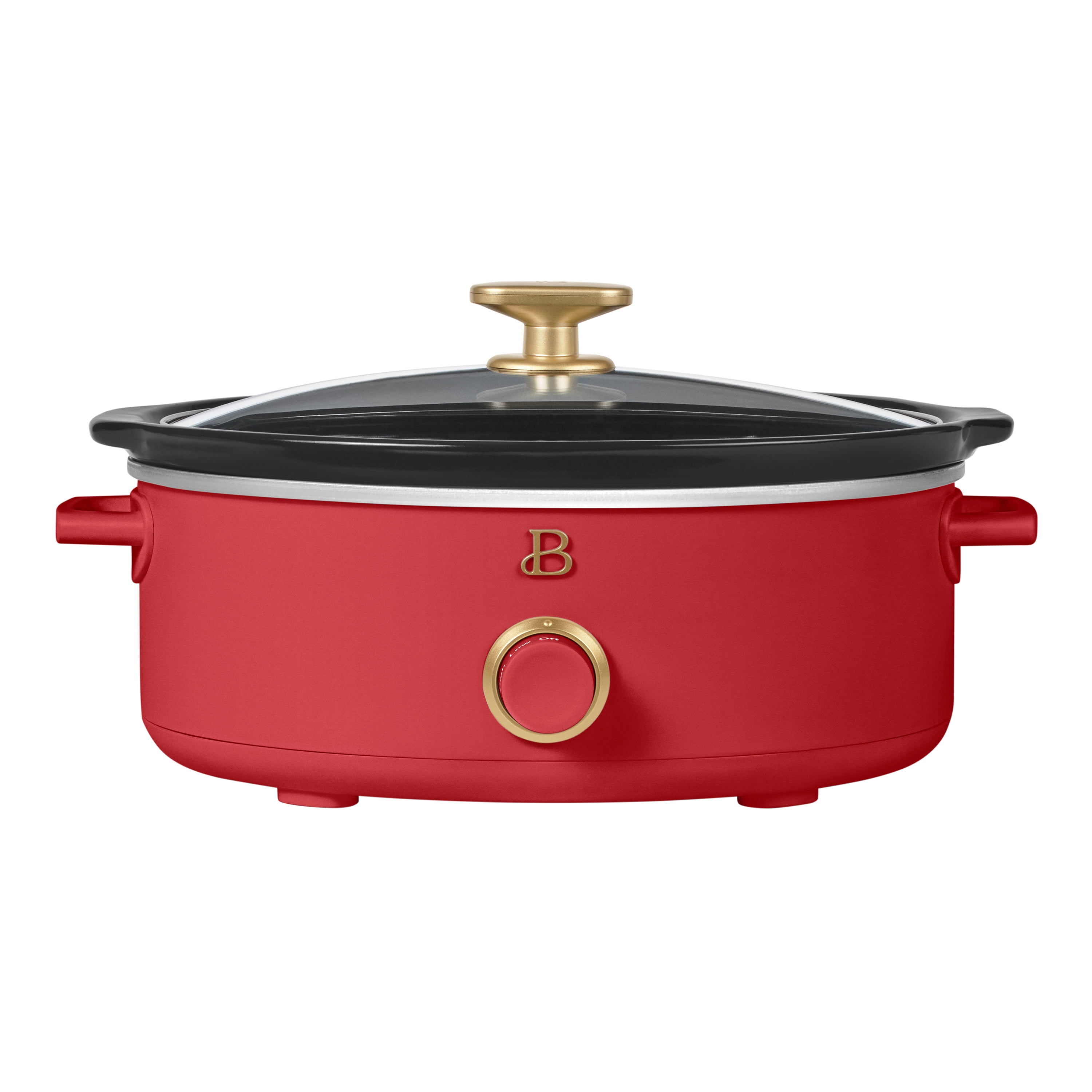 Beautiful 2.5 Qt Dip and Serve Manual Slow Cooker, Tomato Red by Drew Barrymore