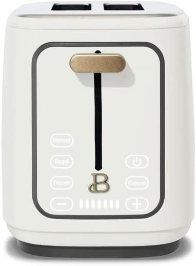 Beautiful 2 Slice Toaster with Touch-Activated Display, WHITE ICING by Drew Barrymore