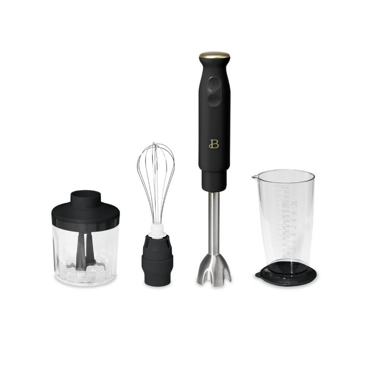 Beautiful 2-Speed Immersion Blender with Chopper & Measuring Cup, Black Sesame by Drew Barrymore, Size: One Size