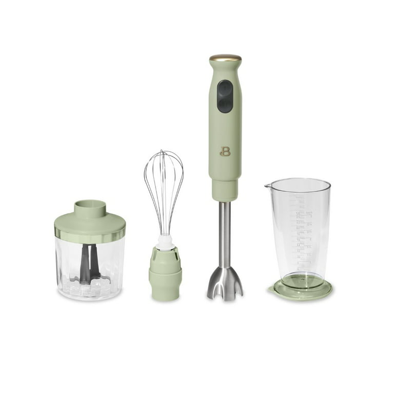 Beautiful 2-Speed Immersion Blender with Chopper & Measuring Cup, Sage  Green by Drew Barrymore