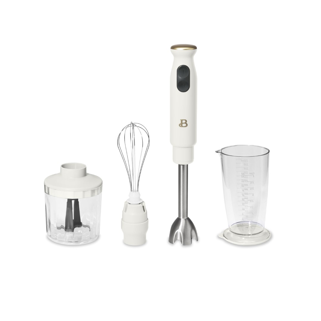 Beautiful 2-Speed Immersion Blender with Chopper & Measuring Cup, White Icing by Drew Barrymore - image 1 of 15