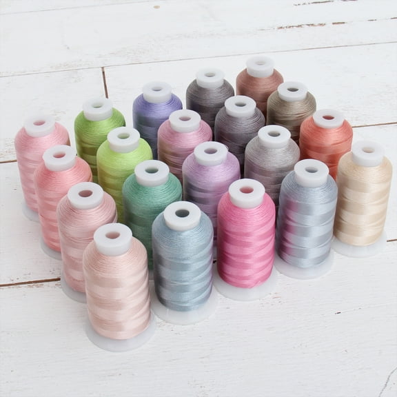 Beautiful 20 Cone Set of Rayon Embroidery Thread by Threadart - Pastel Colors - 1000m Cones 40wt - Silky Luxurious Finish - For Machine Embroidery and Decorative Stitching