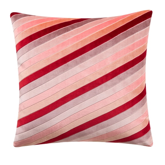Beautiful 20" x 20" Red Variegated Stripe Velvet Decorative Pillow by Drew Barrymore