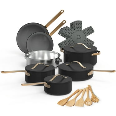 Beautiful 12pc Ceramic Non-Stick Cookware Set, Sage Green by Drew ...